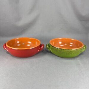 De Silva Earthenware Terracotta Pottery Glazed Green Casserole Chili Bowl Italy